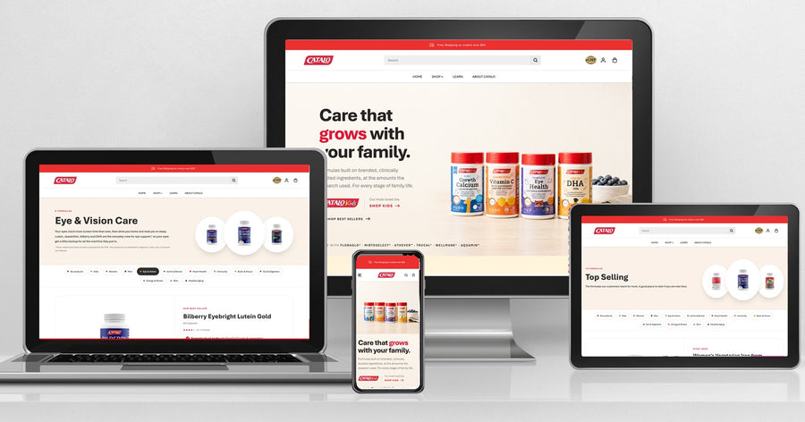 The CATALO online store on a desktop, laptop, tablet and phone
